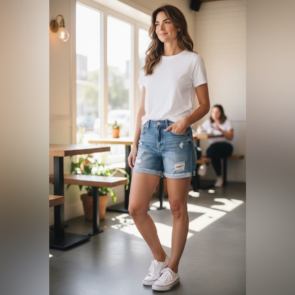 Denim&Co Pants - Denim & Co Distressed Jean Shorts- Size 2